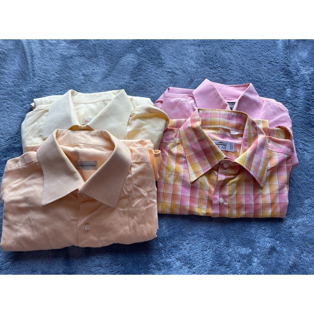 Lot of 4 Mens Long Sleeve Button  Shirt Different Brands Size Different Size